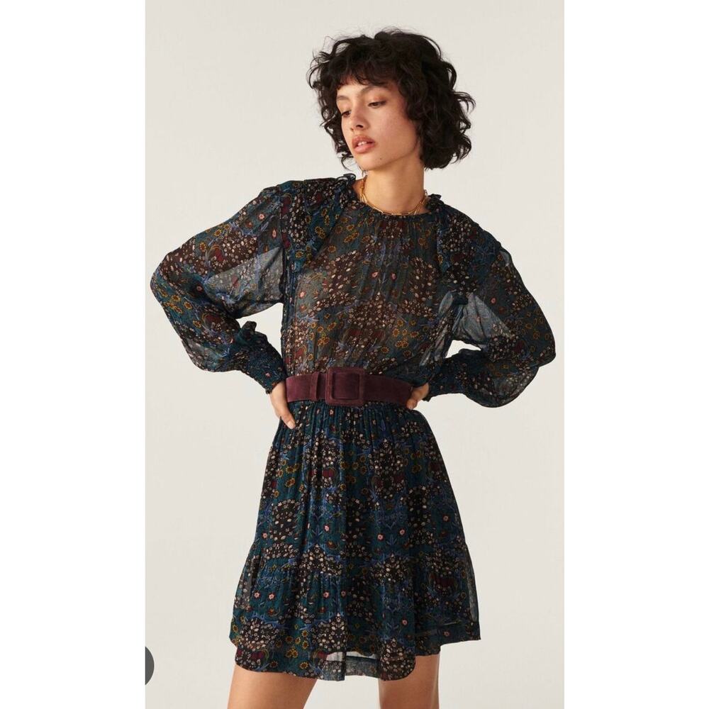 ba&sh Presley Blue Floral Mini Dress Size 2/Medium, NWT